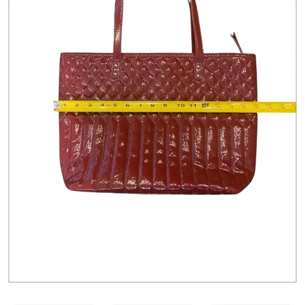 Nine West Quilted Maroon Tote Bag Faux Leather